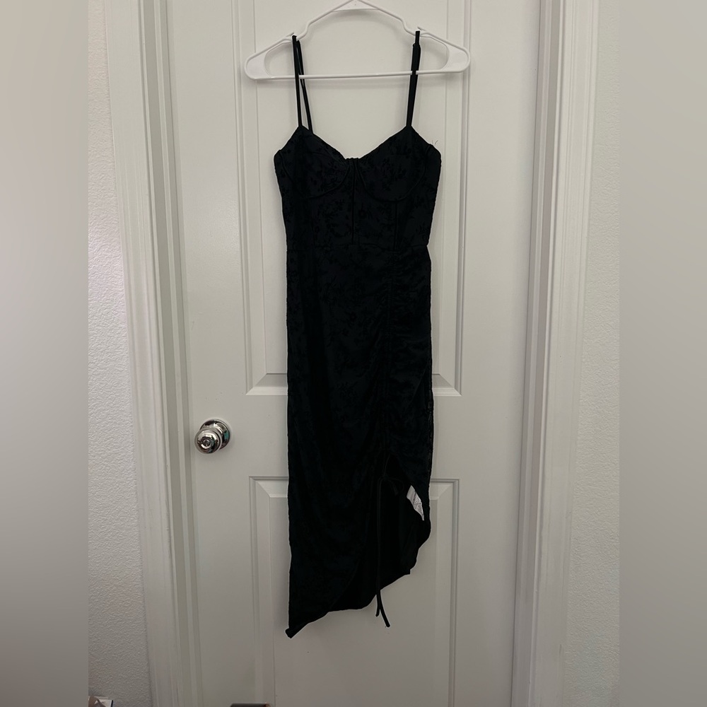SHEIN •Asymmetrical midi bustier dress with/ sweetheart neckline in black • Sz M